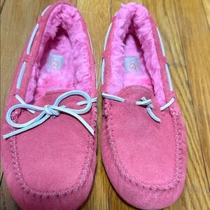 UGG Pink Suede Moccasins with Bow